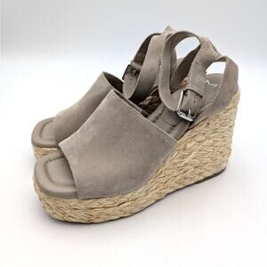 Marc Fisher LTD Nelly Wedge Espadrilles Sandal Women's Gray Size US9.5M EU40.5